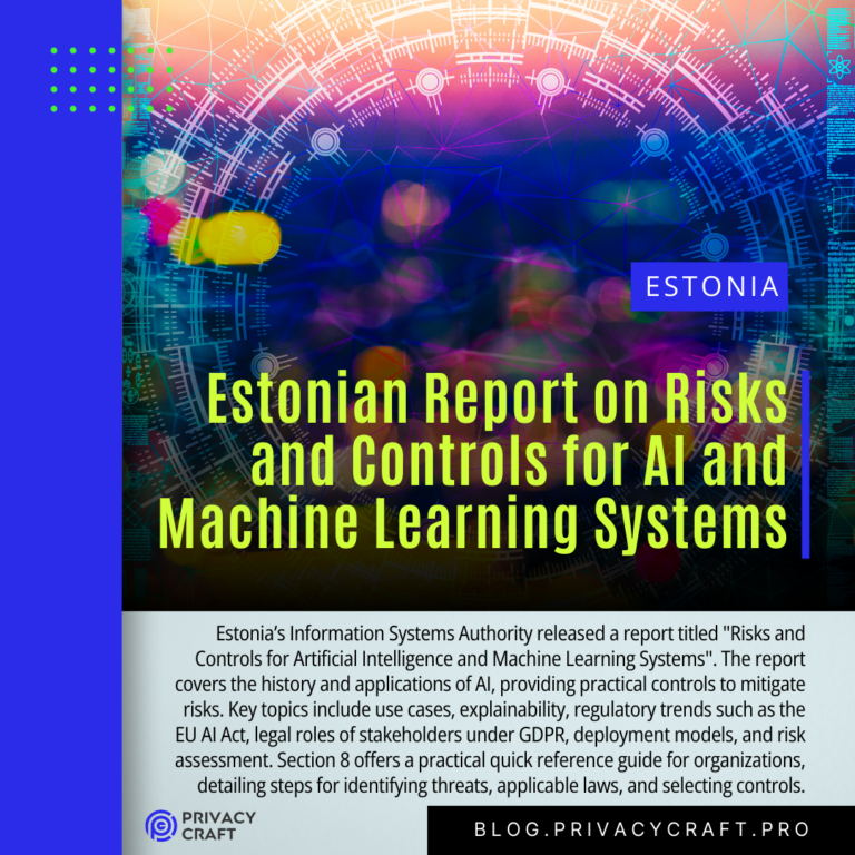 stonian Information System Authority publishes Report on Risks and Controls for AI and Machine Learning Systems