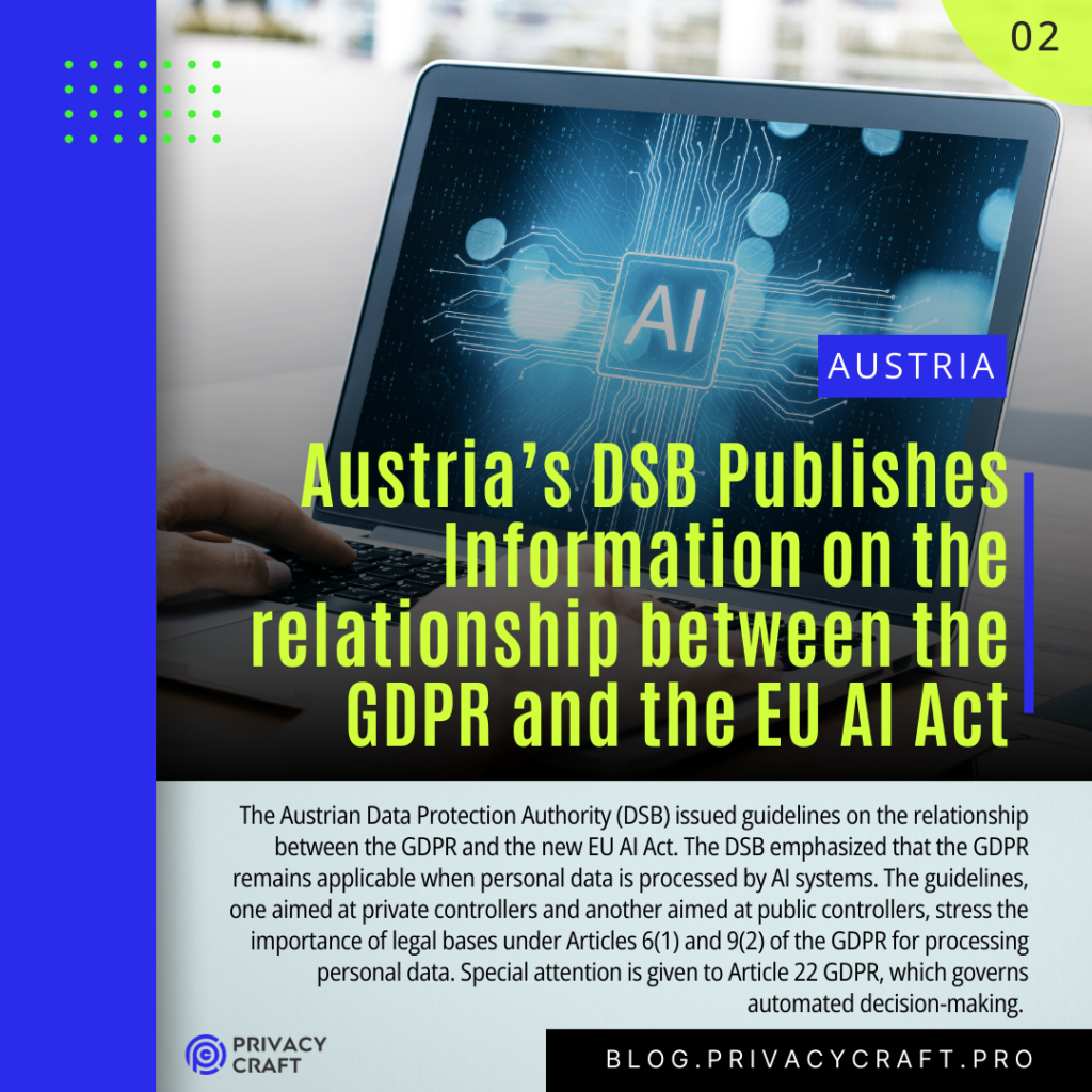 Austria’s DSB Publishes Information on the relationship between the GDPR and the EU AI Act for controllers