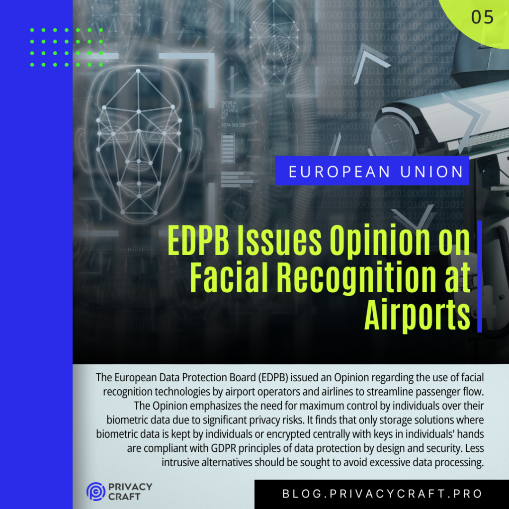 EDPB Issues Opinion on Facial Recognition at Airports