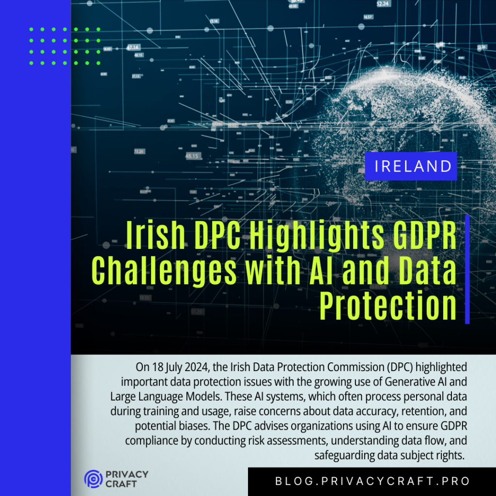 Irish DPC Highlights GDPR Challenges with AI and Data Protection