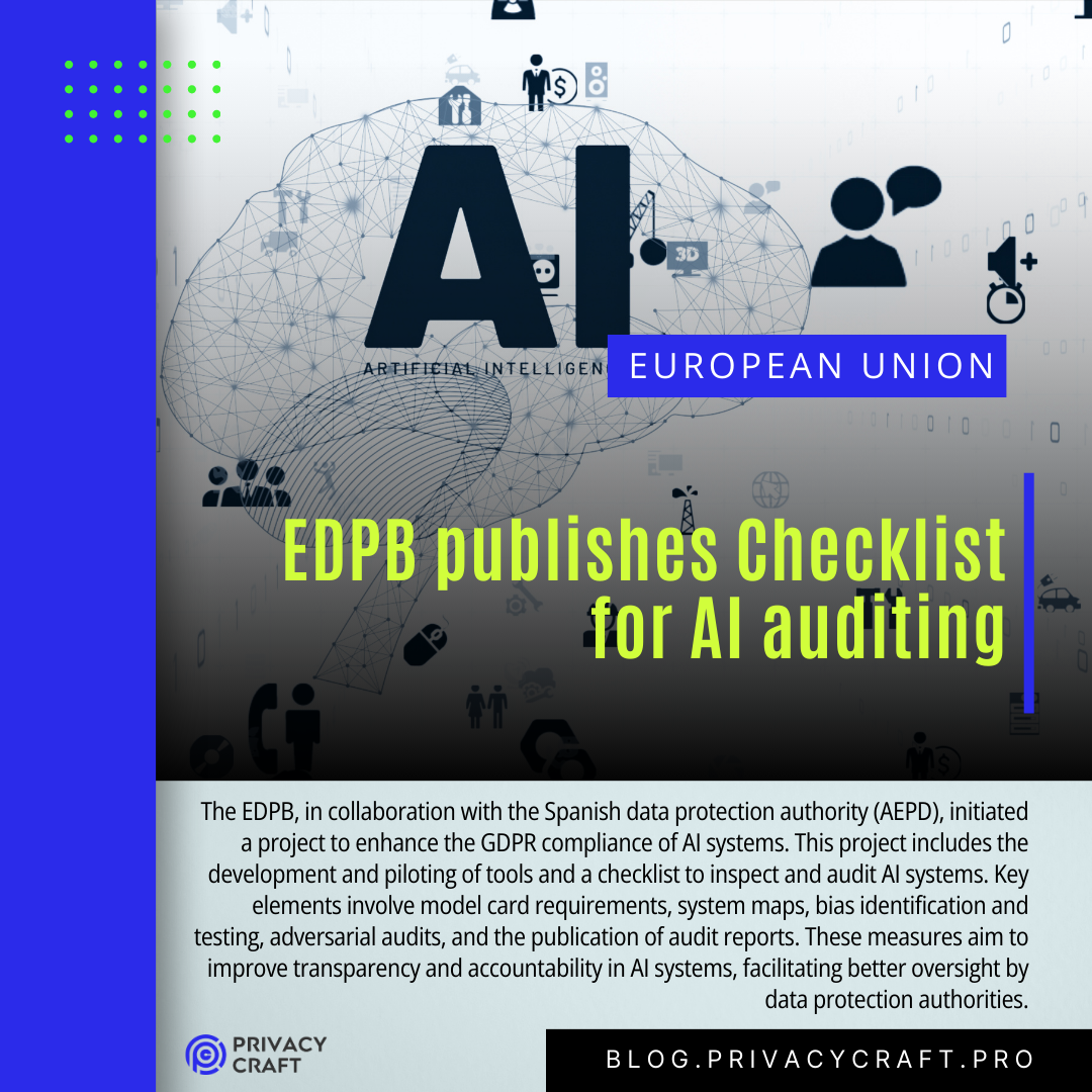 EDPB publishes Checklist for AI auditing