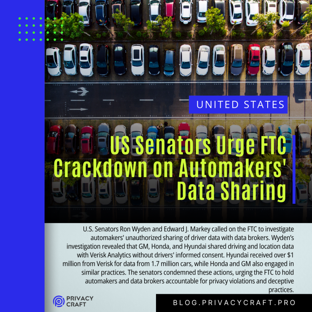 US Senators Urge FTC Crackdown on Automakers’ Data Sharing